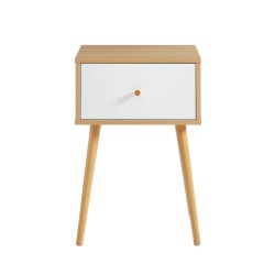 Table de chevet HORTENSE blanc et effet chêne 40cm