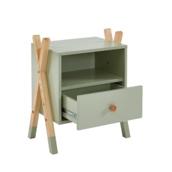 Table de chevet TIPI vert et pin massif 46cm