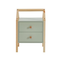 Table de chevet TINY vert et pin massif 46cm