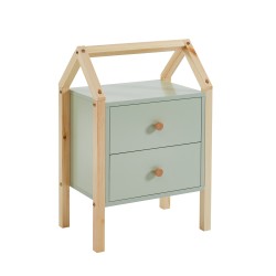 Table de chevet TINY vert et pin massif 46cm