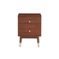 Table de chevet MARCELLO placage noyer 2 tiroirs 40cm