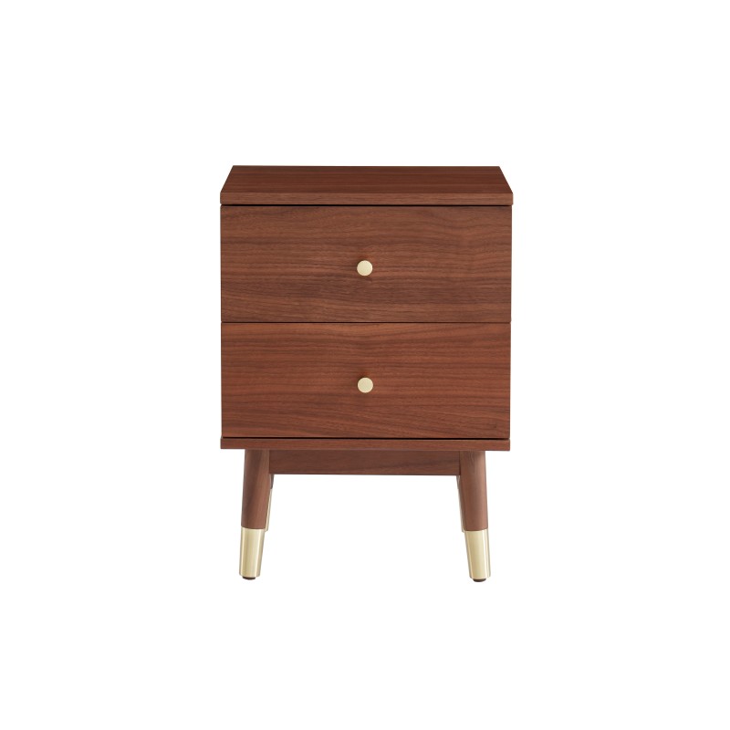 Table de chevet MARCELLO placage noyer 2 tiroirs 40cm