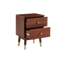 Table de chevet MARCELLO placage noyer 2 tiroirs 40cm