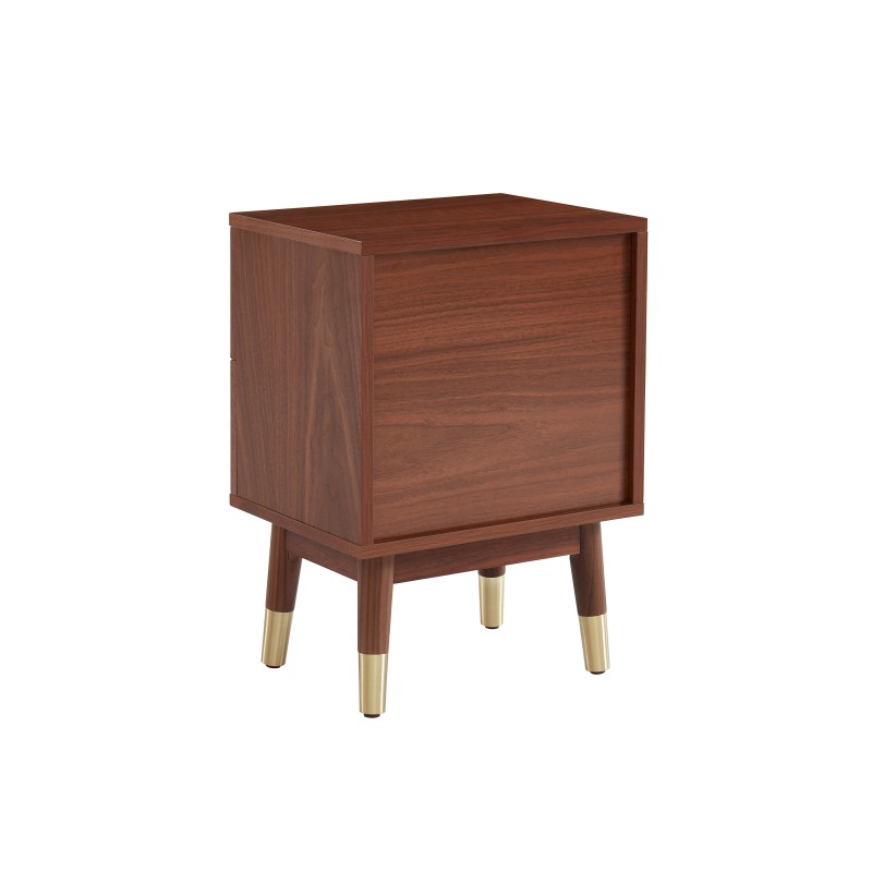 Table de chevet MARCELLO placage noyer 2 tiroirs 40cm