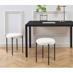 Lot de 2tabourets YSEE assise tissu bouclettes écru pieds métal noir