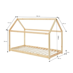 Lit enfant cabane TINY pin massif 90x190 sommier inclus