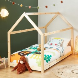Lit enfant cabane TINY pin massif 90x190 sommier inclus