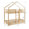 Lit cabane superposé TINY pin massif 90x190 sommier inclus