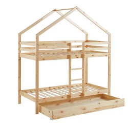 Lit cabane superposé TINY pin massif 90x190 sommier inclus