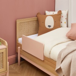 Lit enfant PABLO rose et cannage rotin 70x140 sommier inclus