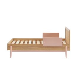 Lit enfant PABLO rose et cannage rotin 70x140 sommier inclus