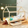 Lit cabane avec tiroirs TINY pin naturel 90x190 sommier inclus