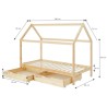Lit cabane avec tiroirs TINY pin naturel 90x190 sommier inclus