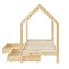 Lit cabane avec tiroirs TINY pin naturel 90x190 sommier inclus