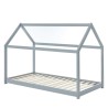 Lit enfant cabane TINY pin massif gris 90x190 sommier inclus