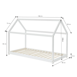 Lit enfant cabane TINY pin massif blanc90x190 sommier inclus