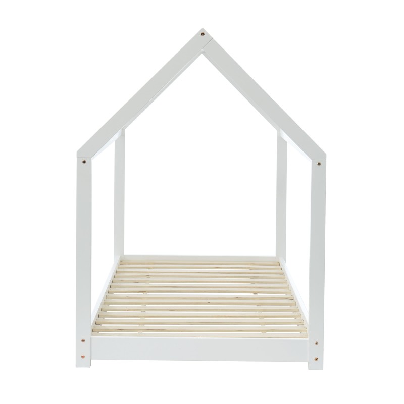 Lit enfant cabane TINY pin massif blanc90x190 sommier inclus