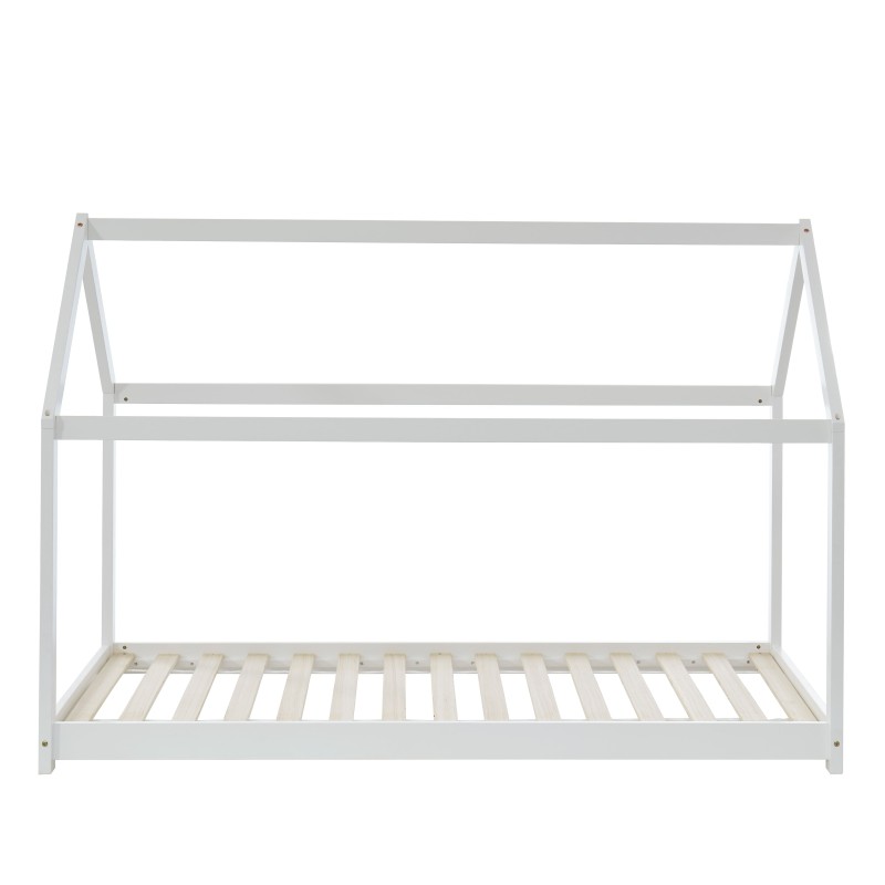 Lit enfant cabane TINY pin massif blanc90x190 sommier inclus