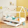 Lit cabane avec tiroirs TINY pin massif blanc  90x190 sommier inclus