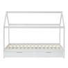 Lit cabane avec tiroirs TINY pin massif blanc  90x190 sommier inclus