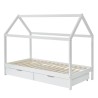 Lit cabane avec tiroirs TINY pin massif blanc  90x190 sommier inclus
