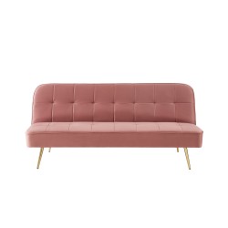 Banquette AROMA en velours vieux rose 3 places convertible
