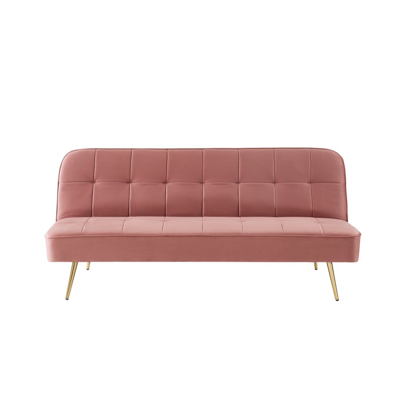 Banquette AROMA en velours vieux rose 3 places convertible