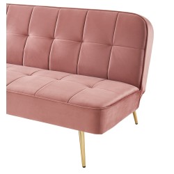 Banquette AROMA en velours vieux rose 3 places convertible