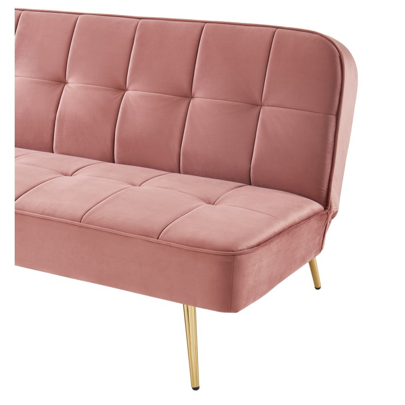 Banquette AROMA en velours vieux rose 3 places convertible