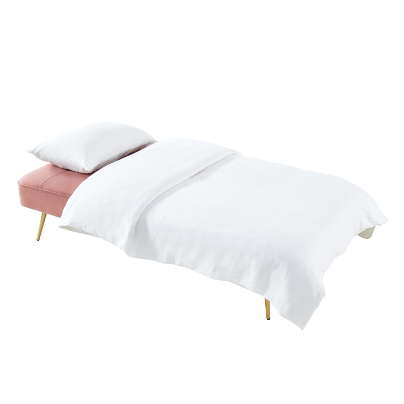 Banquette AROMA en velours vieux rose 3 places convertible