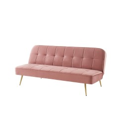 Banquette AROMA en velours vieux rose 3 places convertible