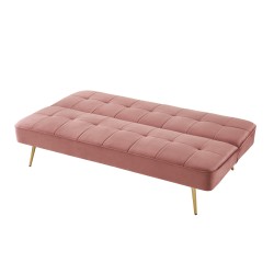 Banquette AROMA en velours vieux rose 3 places convertible