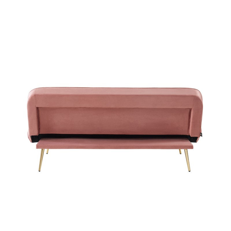 Banquette AROMA en velours vieux rose 3 places convertible