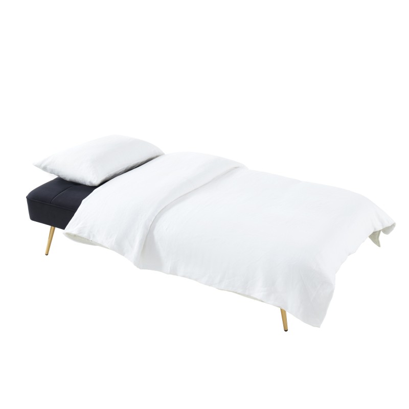 Banquette AROMA 3 places en velours noir convertible