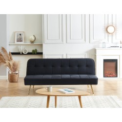 Banquette AROMA 3 places en velours noir convertible