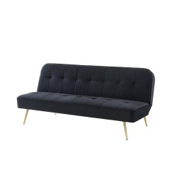 Banquette AROMA 3 places en velours noir convertible
