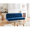 Banquette AROMA en velours bleu 3 places
