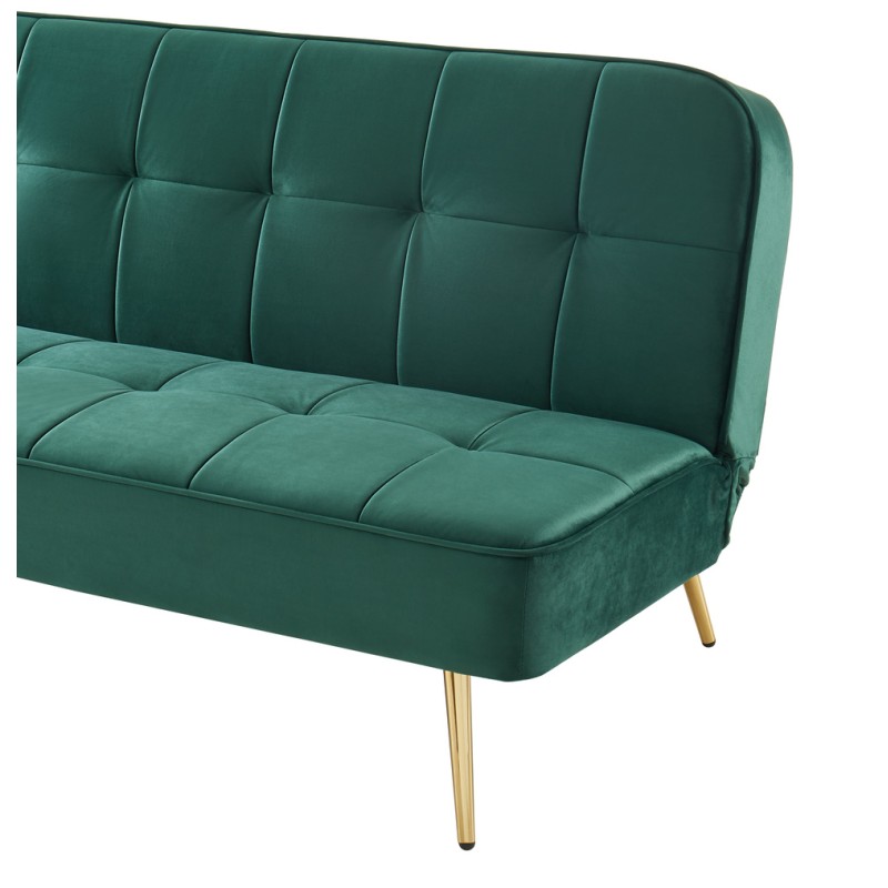 Banquette AROMA en velours vert 3 places convertible