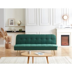 Banquette AROMA en velours vert 3 places convertible
