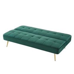 Banquette AROMA en velours vert 3 places convertible