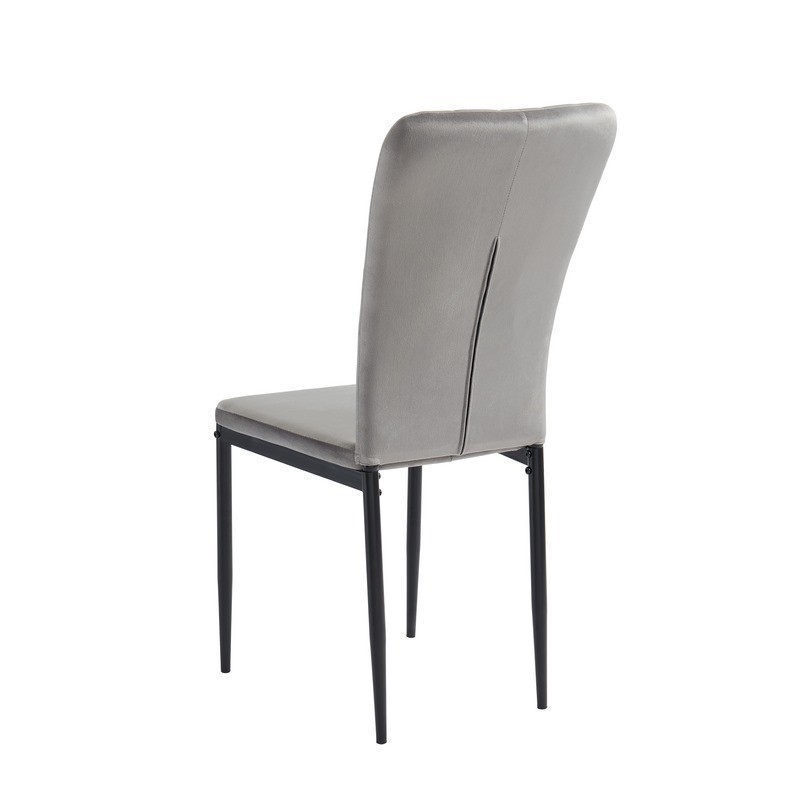 Lot de 2 Chaises PEONIE Velours Gris clair Pieds en Métal Noir