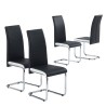 Lot de 4 chaises rembourrées MARA - simili noir et blanc - pieds en métal chromé