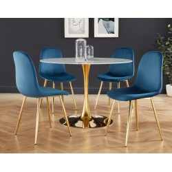 Lot de 4 chaises LENA velours bleu