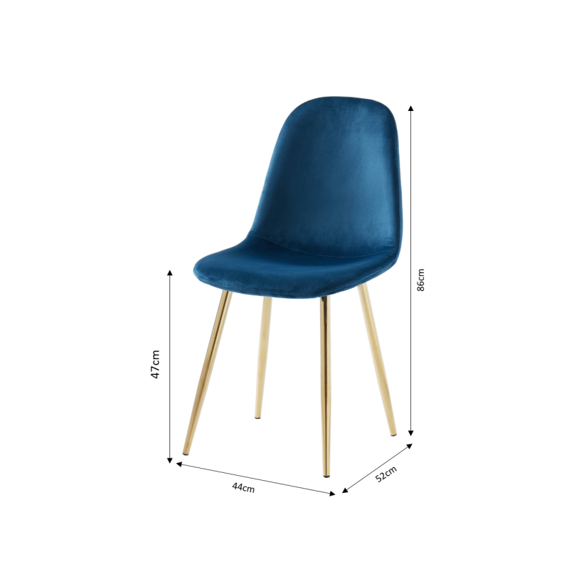 Lot de 4 chaises LENA velours bleu