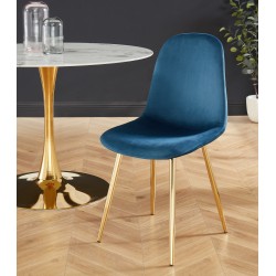 Lot de 4 chaises LENA velours bleu