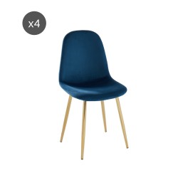 Lot de 4 chaises LENA velours bleu