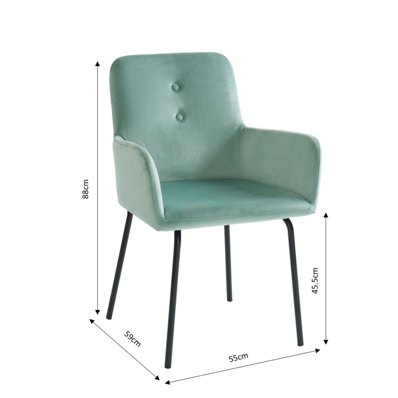 Chaise en velours PIA coloris vert amande