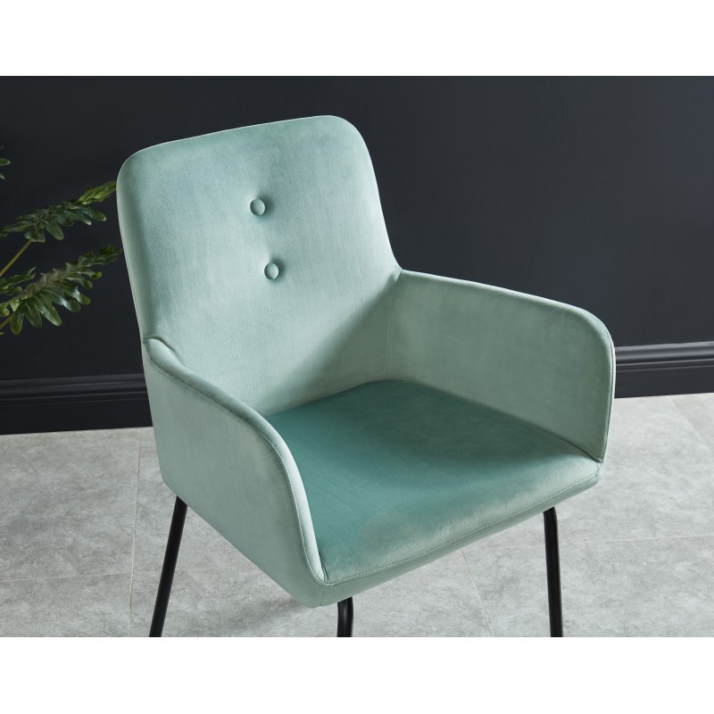 Chaise en velours PIA coloris vert amande