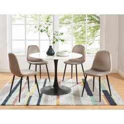 Lot de 4 chaises LENA velours taupe pieds métal noir