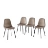 Lot de 4 chaises LENA velours taupe pieds métal noir